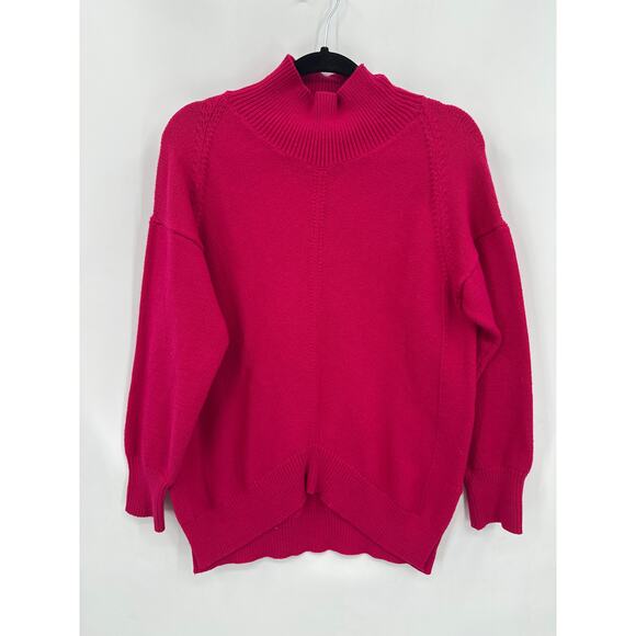 Anthropologie Maeve Pullover Sweater Size Small Turtleneck Hot Pink Cozy - Picture 1 of 6